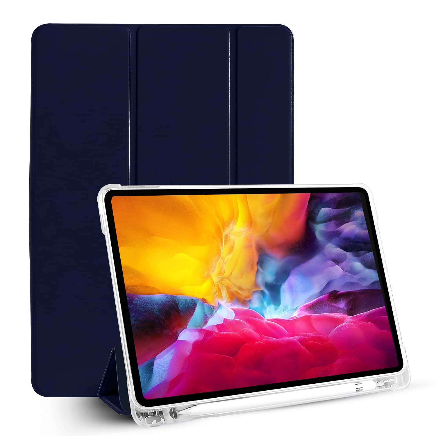 GRIPP Rhino Transparent PC Back Case for iPad Pro 11 inch (3rd/4th Generation) (2021/2022) | iPad Air 10.9" (2020/2022) | iPad Air 11" (M2/M3) with Trifold Stand, Pencil Holder - Blue