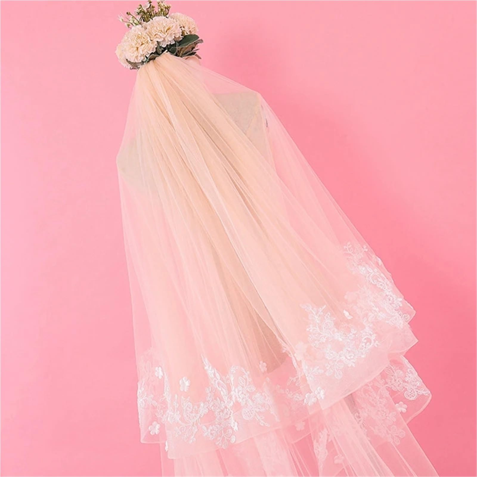 Générique Katedralny welon ślubny z cienkim rondem, dwuwarstwowy welon ślubny dla eleganckich akcesoriów ślubnych