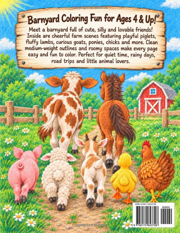 Funny Farmyard Friends: An adorable children’s coloring book featuring cute, silly and lovable farm animals image 3