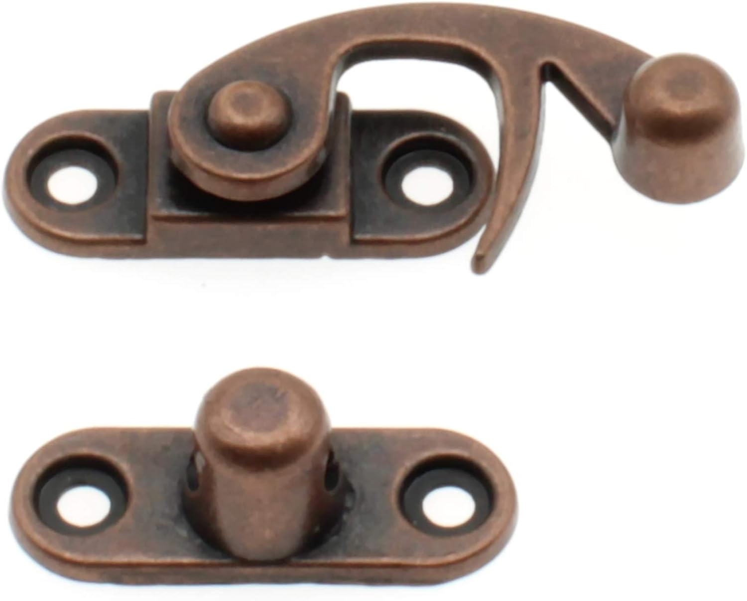 Antique Vintage Lock Clasp Right Latch Hook Hasp,LBTODH 4 Pack Zinc Alloy Hook Latch Swing Arm Latch Plated for Jewelry Box Cabinet Toolbox Suitcase with Mounting Screws(Red Bronze)