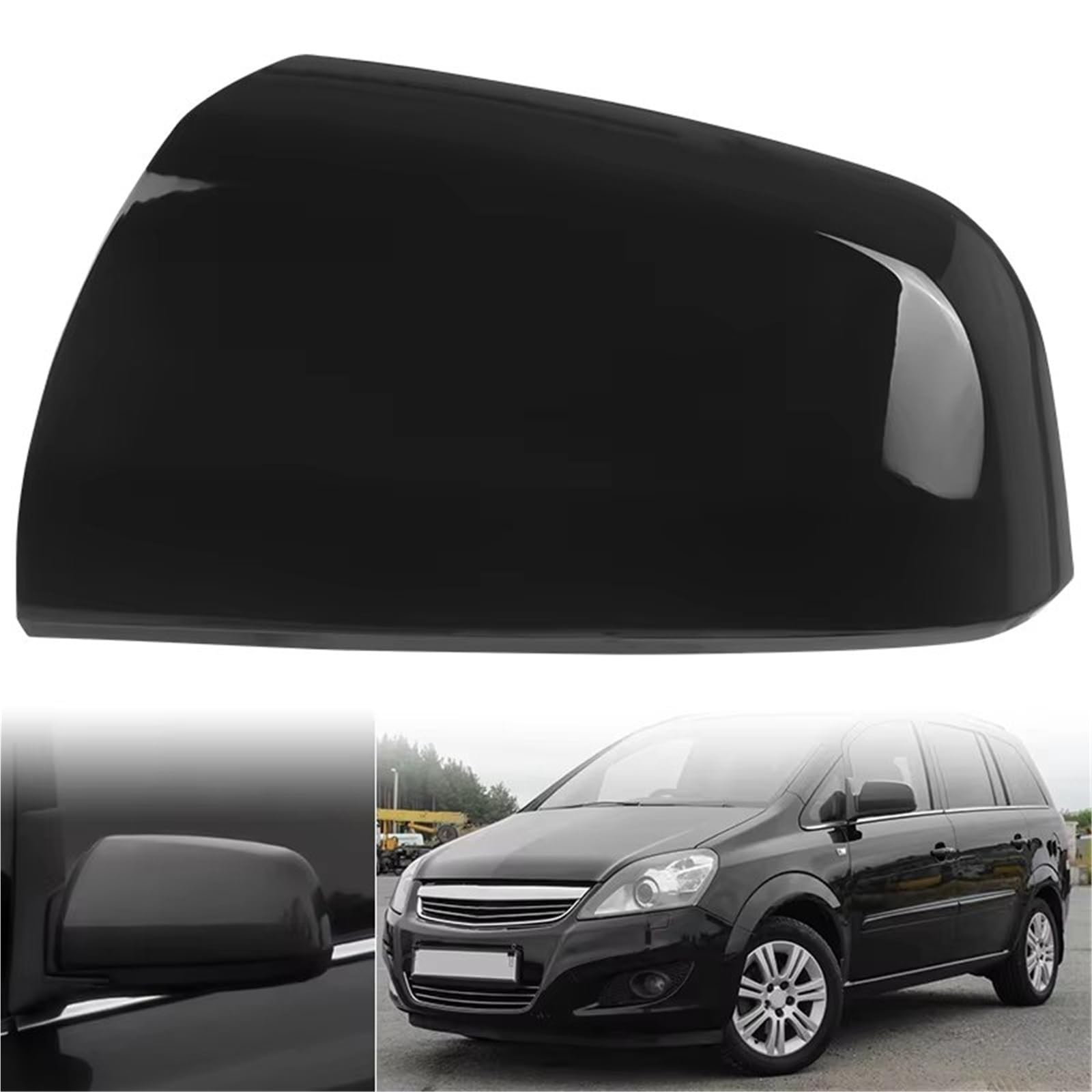 Obudowa wsteczna, osłona na drzwi, przednie boczne lusterko, zamiennik do Vauxhall do Zafira B 2009, 2010, 2011, 2012, 2013, 2014, czarno-białe, z włókna węglowego, osłona lusterka bocznego (1 para