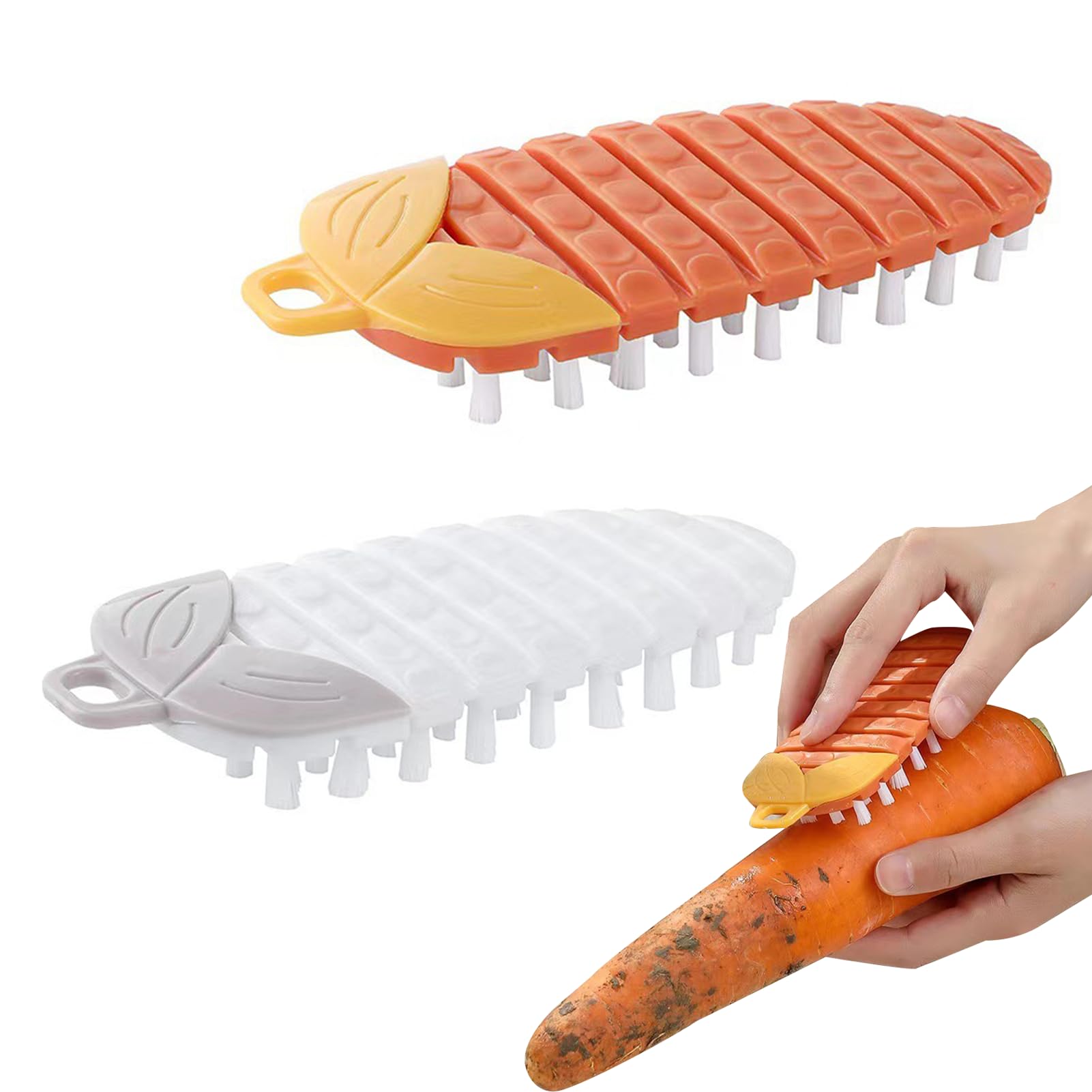 Nuqin Vegetable Scrubbing Brush,2Pcs Bendable Fruit Veggie Brush Scrubber,Multifunctional Carrot Brush for Cleaning Vegetables Potatoes Carrots Agricultural Products and Corn for Chef Food Lover