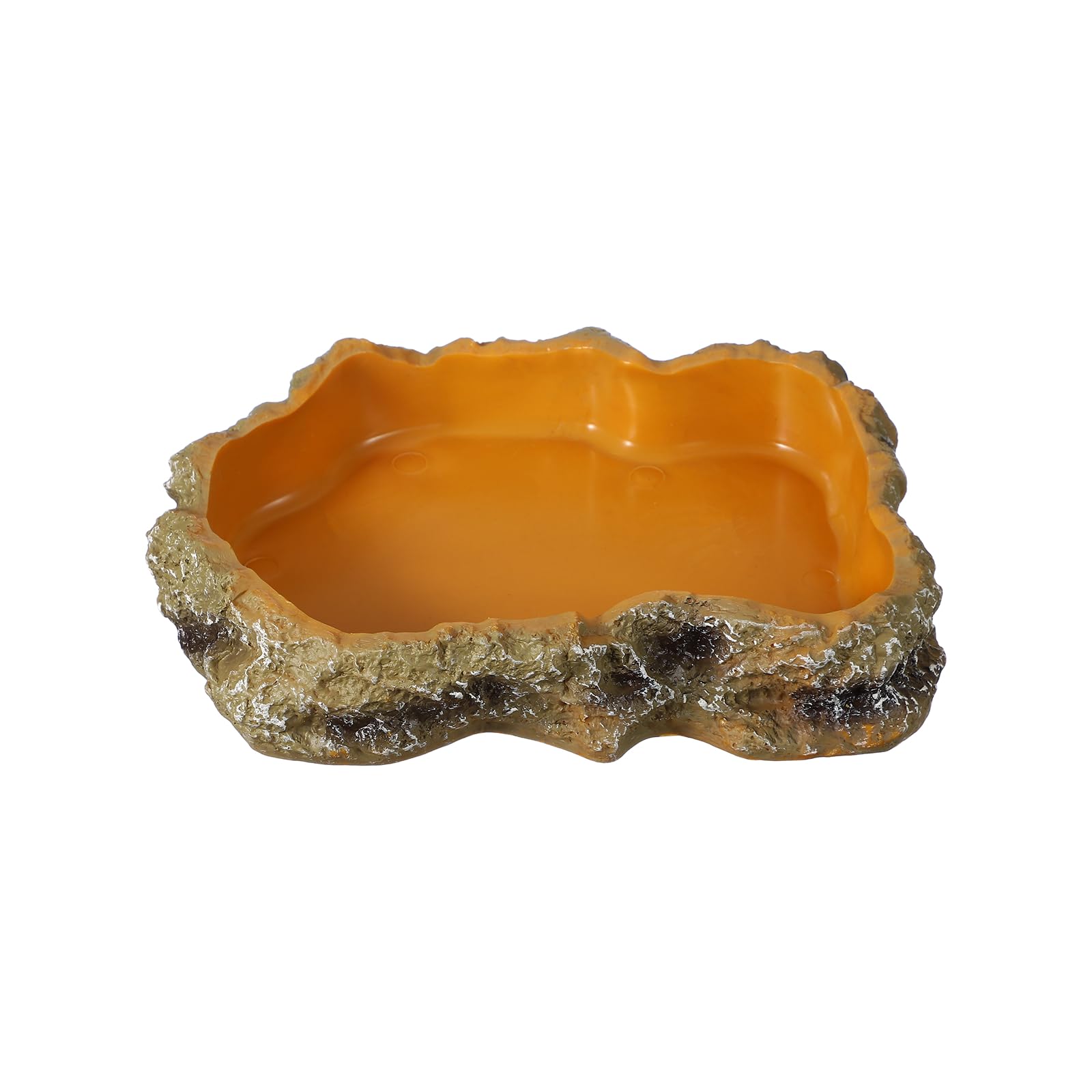 sourcing map Reptile Food Bowl, Reptile Feeding Dish Corner Bowl Water Resin Rock Worm Feeder Dish l (8.7 In, Orange), Intended for Lizards/o/Scaled Pet/Leopard o/Spiders