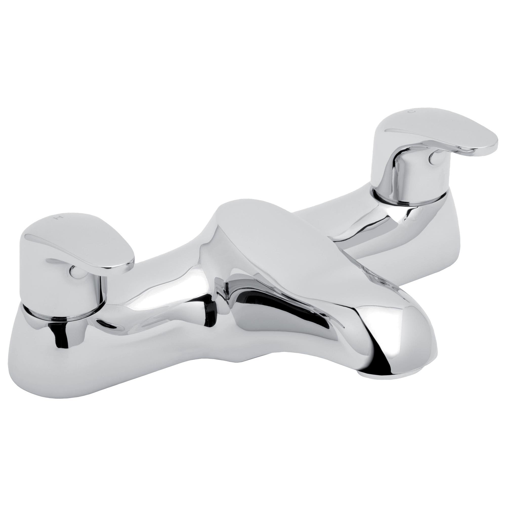 Deva Adore Deck Mounted Chrome Bath Filler Mixer Tap - Twin Lever Hot & Cold Handle Bathtub Bathroom Taps - Solid Brass Silver Finish ADORE108 – 12 Year Warranty