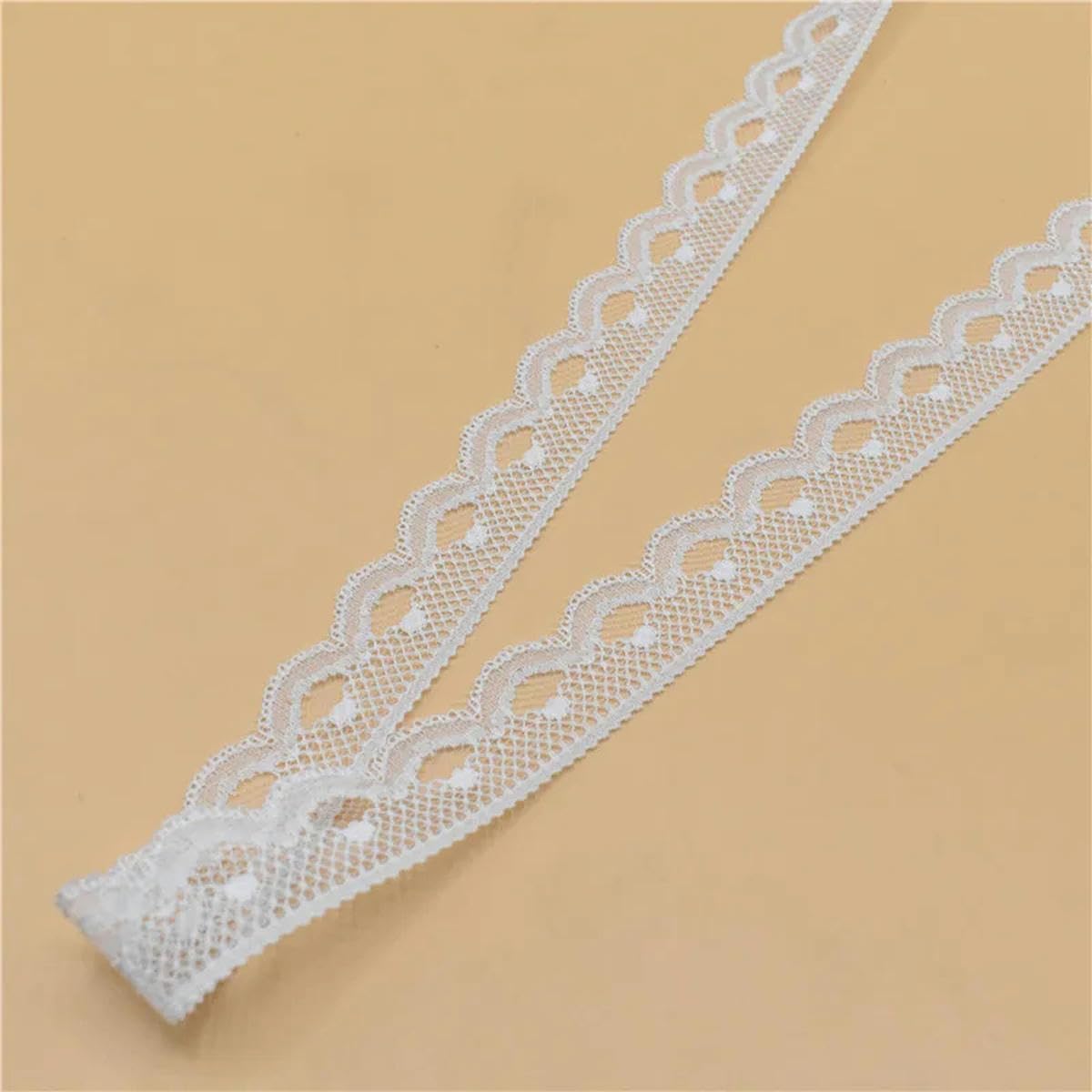 Ruban Dentelle Brodée 7 M X 10 Cm - Nylon, Motif Floral, Couleur Kaki Foncé - Pour Couture, Décoration Vêtements, Mariage - 7