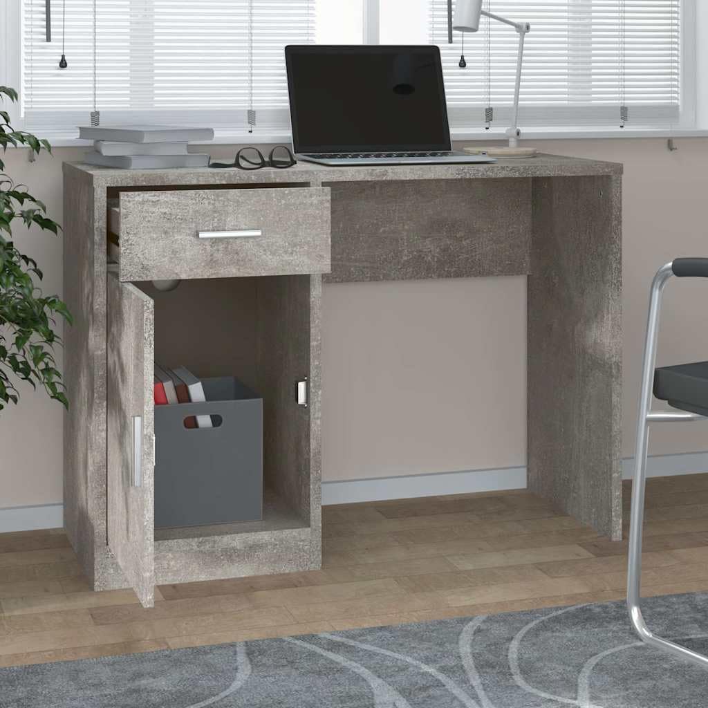 Scrivania con armadietto e cassetto, 100 x 40 x 73 cm, colore: grigio