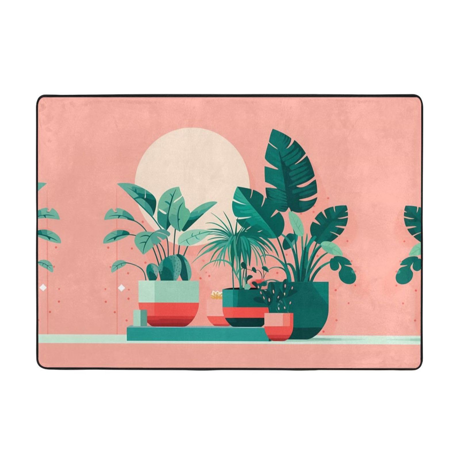 Tapis plantes vertes en flanelle pour une ambiance douce et zen