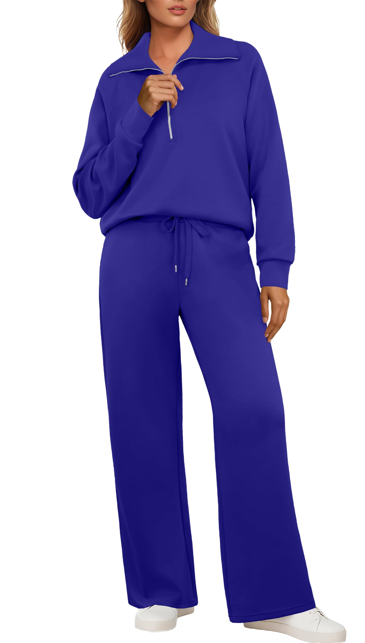 GRECERELLE Conjunto completo de chándal para mujer, conjunto de ropa de descanso para mujer, ropa deportiva de dos piezas, manga larga, media cremallera, casual, tops y pantalones de correr con