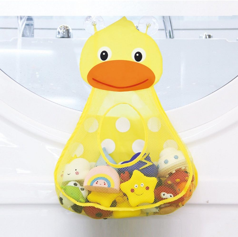 Bath Toy Net,Covermason Baby Bath Toy Mesh Net Storage Bag Organizer Holder,Baby Bathtub Toy Mesh Duck Storage Bag Organizer Holder Bathroom Organiser (Yellow)