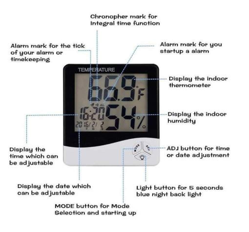 SKADIOO HTC-1 Humidity meter | room temperature meter digital | room temperature meter for home | Thermometer for Room Temperature, humidity meter, 1 Piece Silver - Image 4 thumbnail