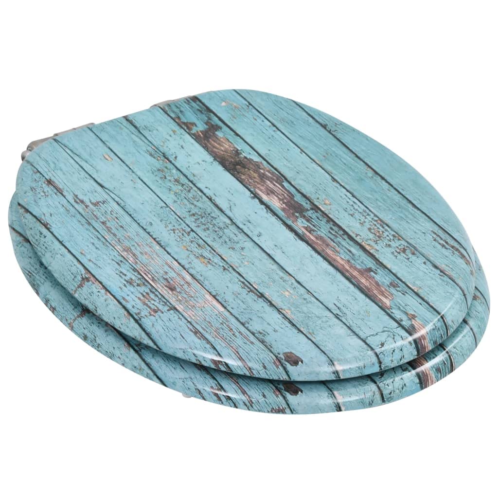 Tavoletta copriwater con abbassamento automatico, in MDF, design legno anticato, robuste cerniere in zinco cromato, larghezza regolabile 12-20 cm, adatto per comuni
