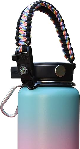 Miniatura 7 de Wongeto Mango de paracaídas, correa de supervivencia con anillo de seguridad y mosquetón, compatible con botellas de agua de boca ancha Hydro Flask