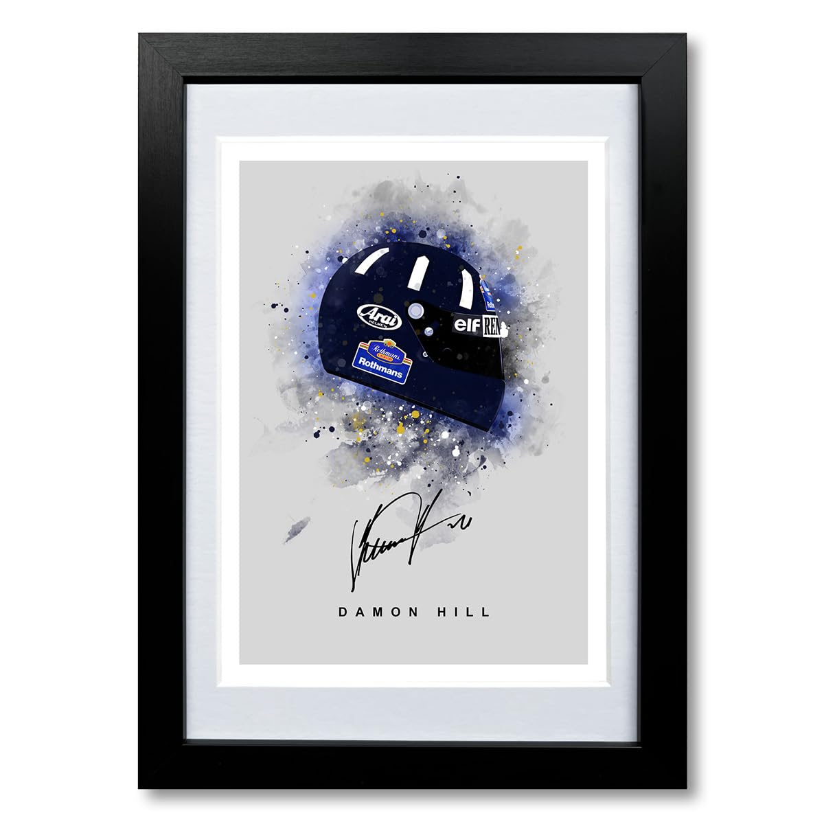 Damon Hill Signed Photo F1 Legend Helmet Poster Print Autograph Framed Display Memorabilia Gift (A4 framed & mounted)
