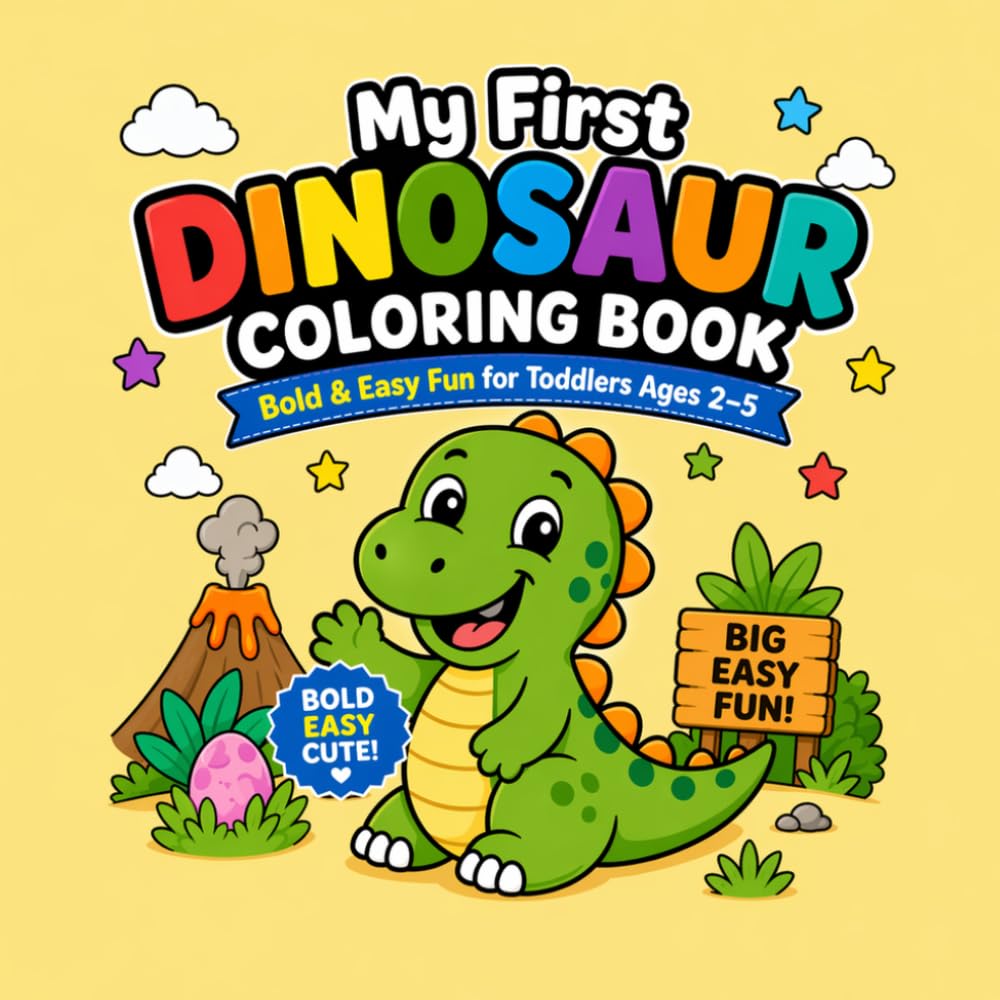 My First Dinosaur Coloring Book: Bold & Easy Fun for Toddlers Ages 2-5 (Cute And Cozy Coloring Books)
