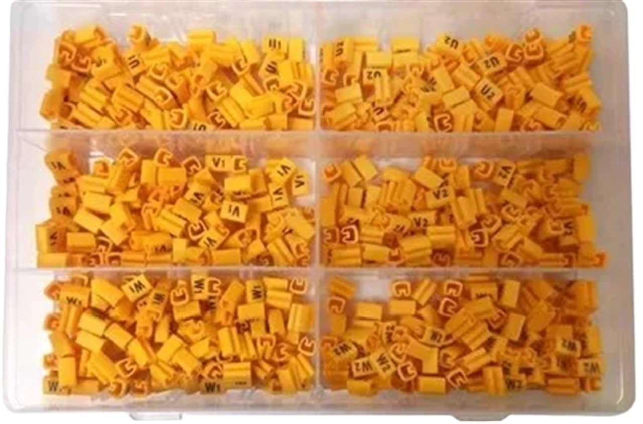 Étiquettes de marquage de câble Type EC U1 V1 W1 U2 V2 W2 U3 V3 W3 Jaune 2.5m 1200pcs