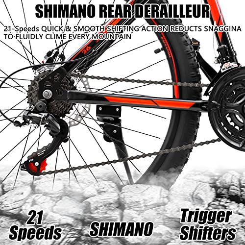 image for SOCOOL 26 Inch Mountain Bike, 21 Speed Bicycle with Full Suspension, R
