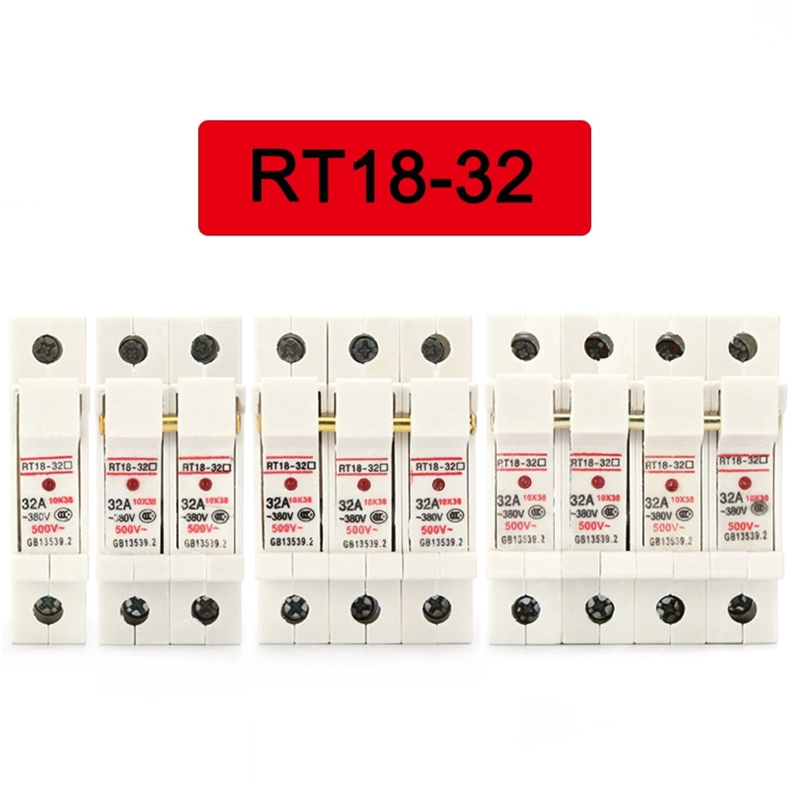 1P 2P 3P 4P RT18-32X AC ~ 380V Porte-fusible en cuivre 500 V 10 x 38 mm Montage sur rail DIN avec fusible 1 pièce (8A, 3P)