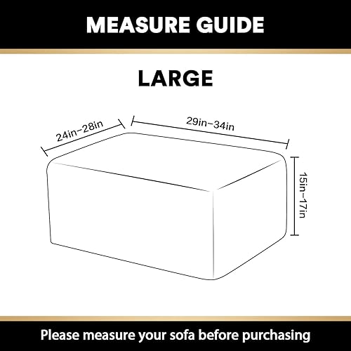 Miniatura 7 de Funda otomana rectangular y elástica para sala de estar, se adapta a reposapiés otomano, tejido jacquard grueso a cuadros con parte inferior