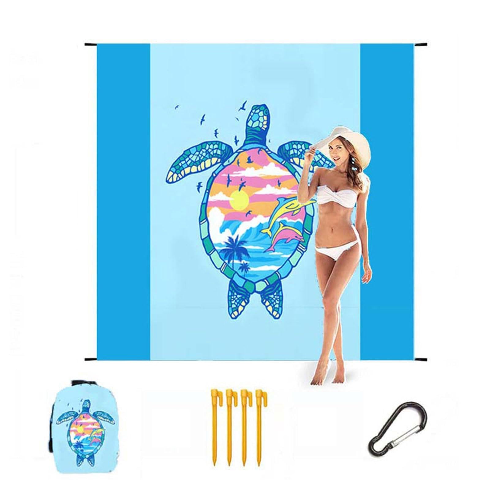 Couverture de Plage Grande 200 * 210cm Tapis de Plage et pic Nique Imperméable résistante au Sable Ultra légère et compacte Voyage Couverture pour Camping,Plage,Pique-Nique en Famille