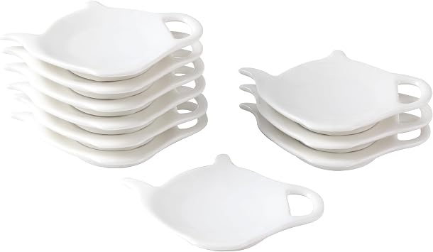White Porcelain Used Tea Bag Holder, Set of 10 Tea Bag Coasters, Classic Teaspoon Rest, Teabag Rest Dish, Tea Party Gifts