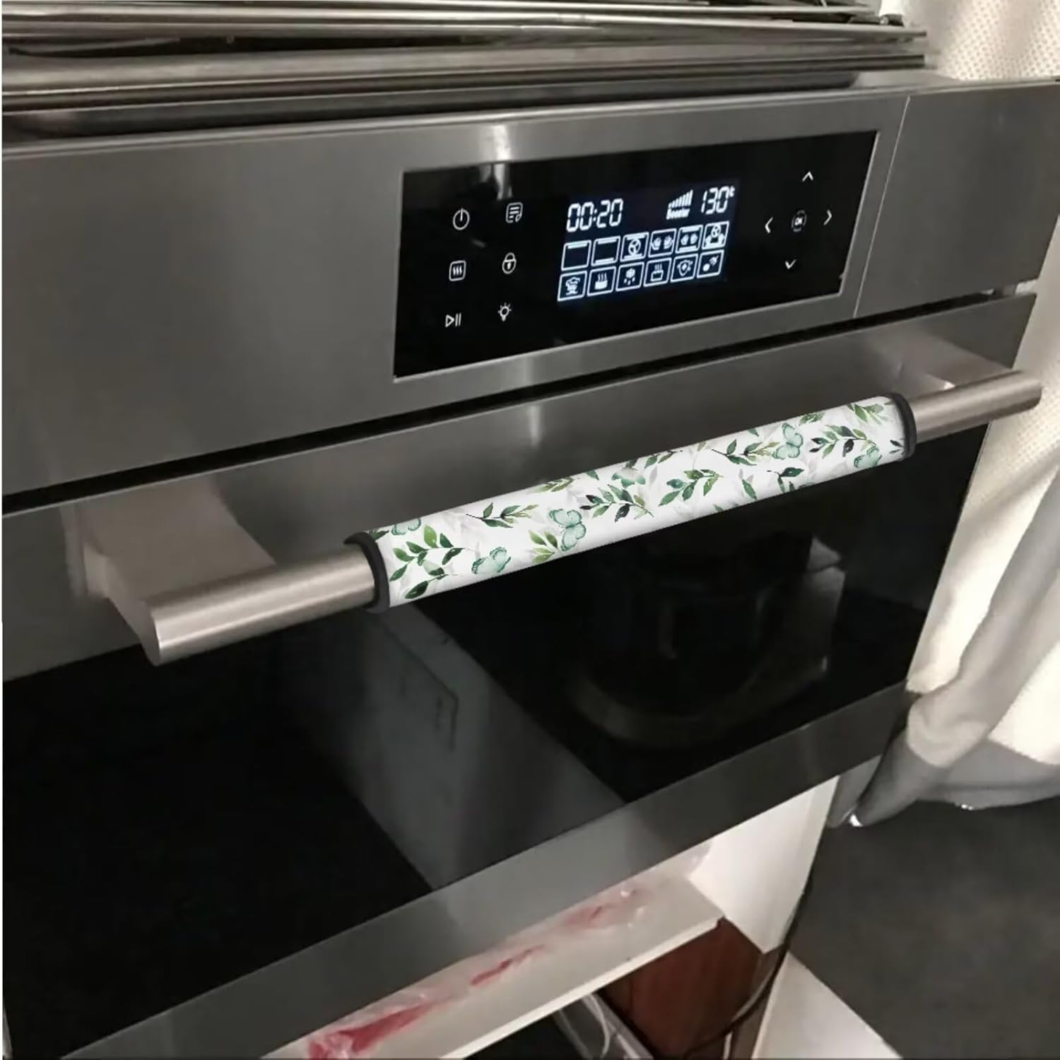 8 PCS Refrigerator Door Handle Covers, Kitchen Appliance Protective Gloves Non-Slip for Oven Dishwasher, Keep Appliance Clean, Home Decoration, Green Butterfly Leaf