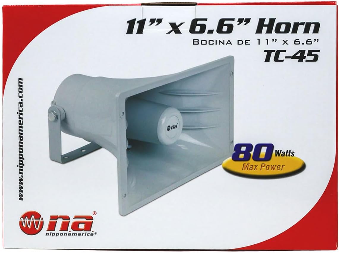 Nippon America TC-45 Power Horn 80 Watts PA Speaker, White 11" x 6.6"