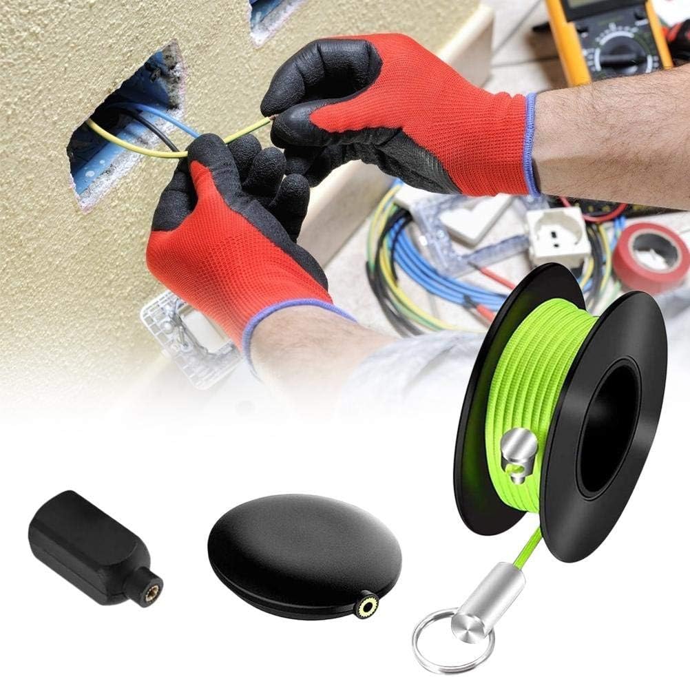 Magnetic Cable Fishing Tool, Professional Wire Puller Set for Wall Floors Ceilings with Rotating Front Guide Hole, Ideal for DIY Handymen Home Installers (random)