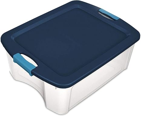 sterilite 18 gallon orange plastic storage container bin tote with lid