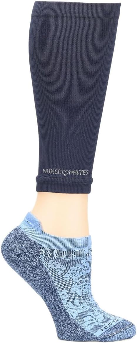 Nurse Mates Compression Duo No Show Calf Sleeve & Anklet Set | 12-14 mmHg Graduated Compression | Ultimate Comfort & Support