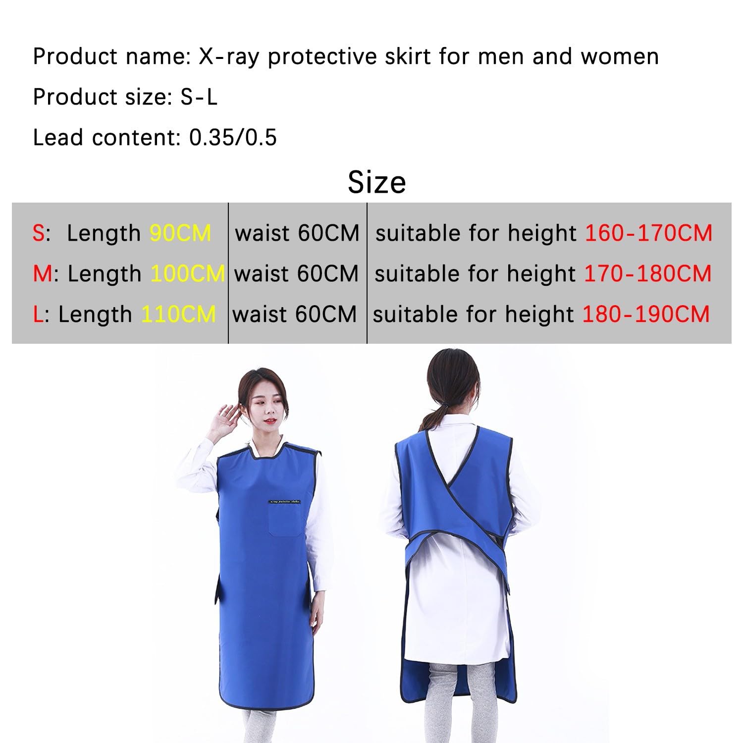 Delantal De Plomo De Rayos X para Rayos X,Chaleco De Plomo Ligero,Vestido De Plomo,Delantal De Laboratorio Dental,Bata De Plomo para Protección Radiológica,Cintura Ajustable