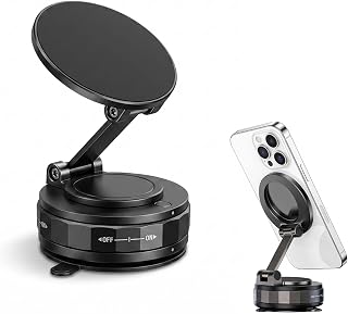 Vacuum Phone Holder, Car Magnet for Car Holder with [Vacuum Suction Cup + N55 Magnets] 360° Swivel Car Holder for All Mobile Phones, Car Holder for iPhone 17 16 15 14 Pro Max