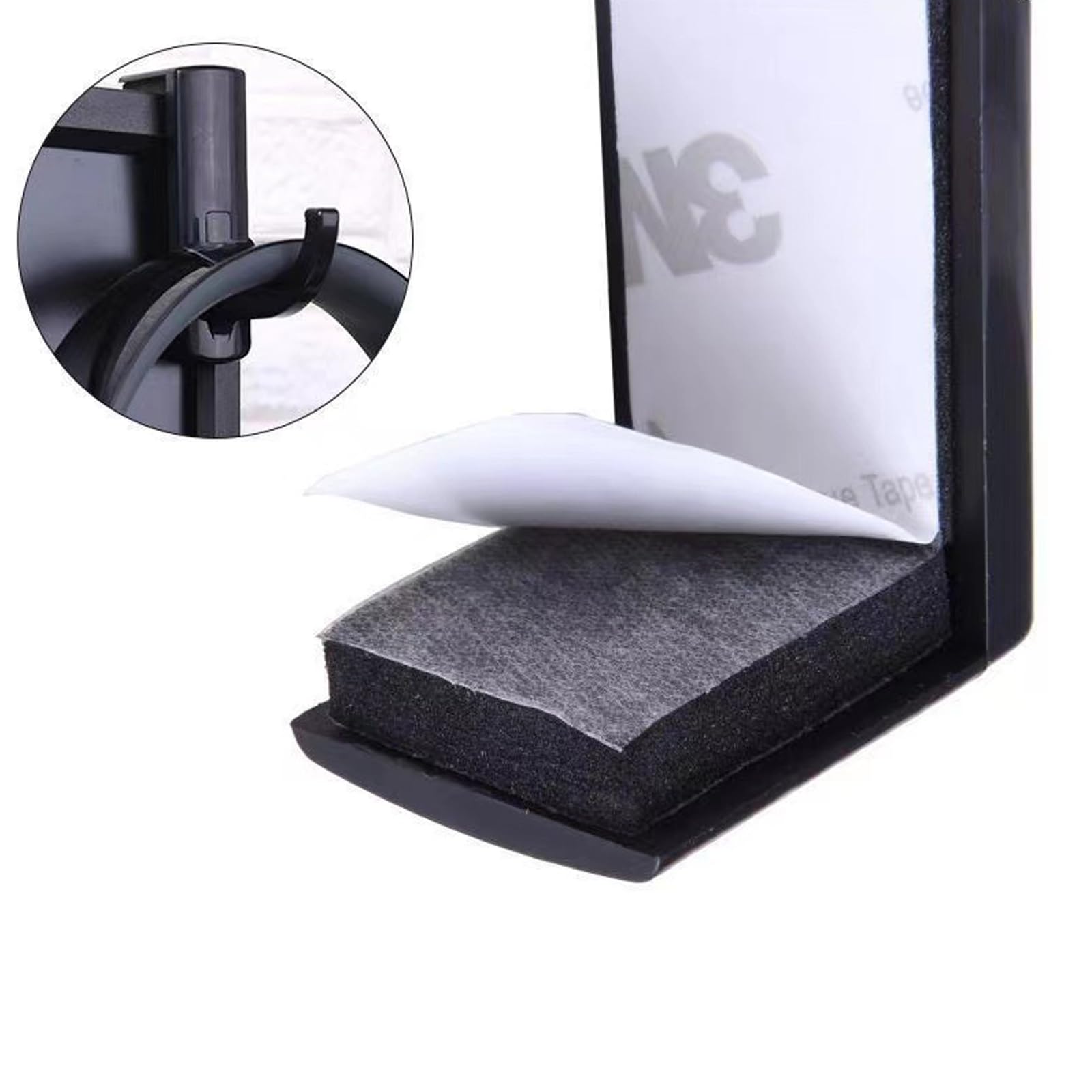 Supporto Cuffie da Parete Plastica Nero 4 Pezzi