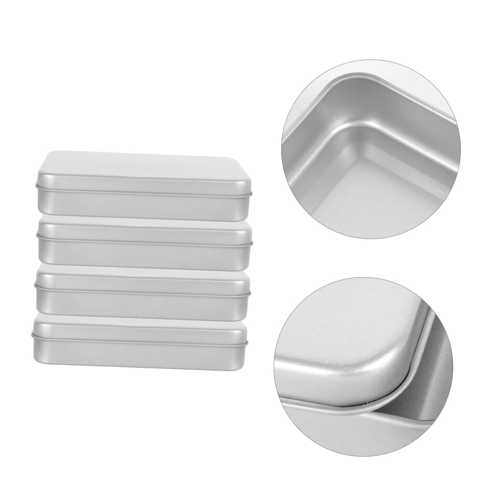 4piezas Caja Rectangular De Almacenamiento Para Cartas De Contenedor De Hojalata Multiusos Para Tarjetas Fotos y Objetos Pequeños Práctico Estuche Portátil
