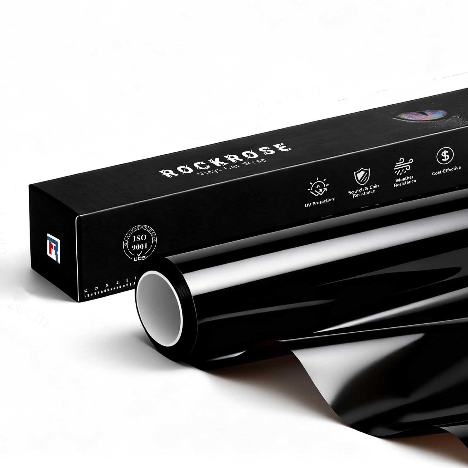 RockRose 2026 Ultra Gloss Black Vinyl Wrap for Cars 60 in x 10FT