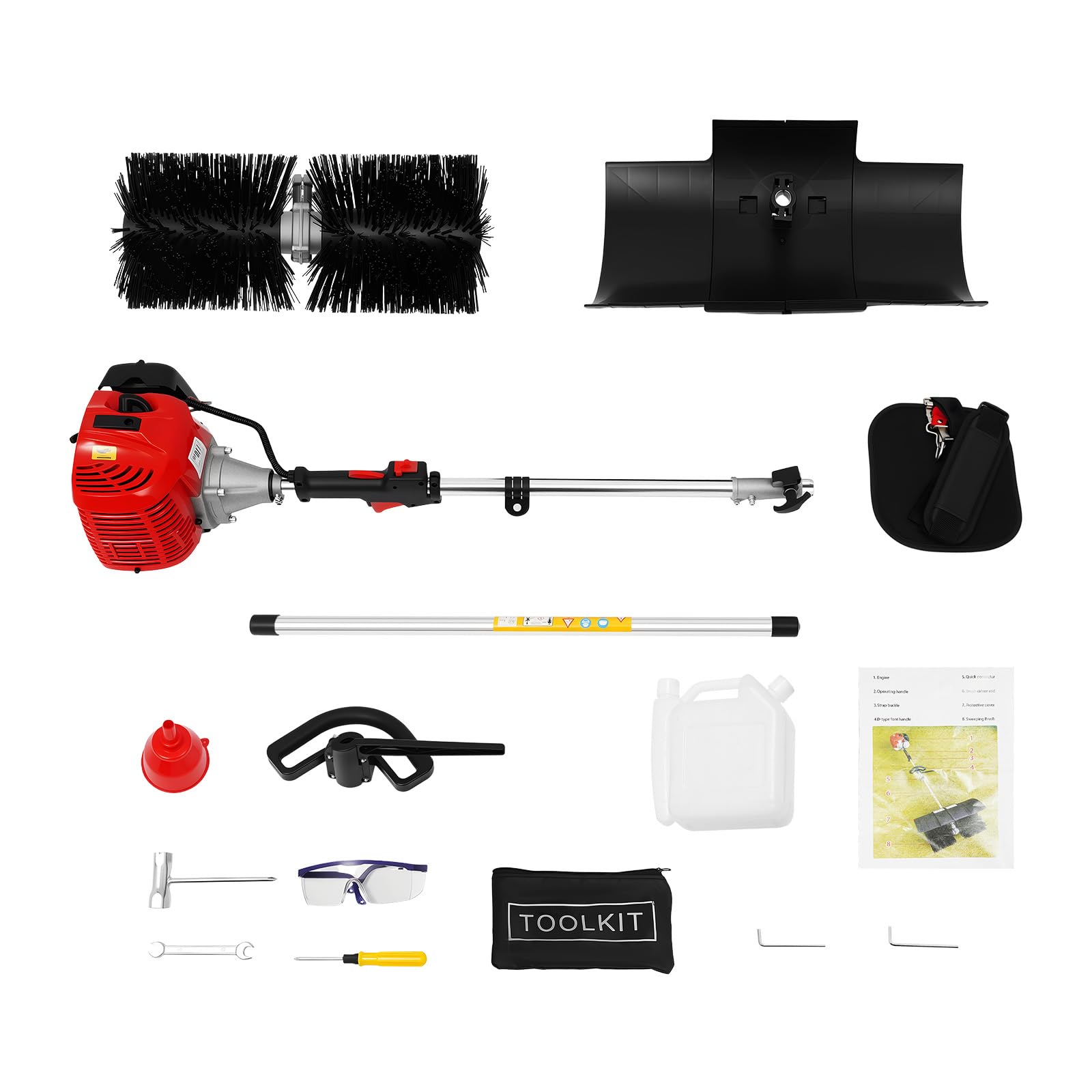 1700W Motorbesen Benzin Kehrmaschine Schneefräse Räumgerät Schnee Sweeper Schneeschieber Benzin Motorbesen Schneefräse 52CC Benzin Motorbesen Kehrmaschine Handkehrmaschine Kehrbesen