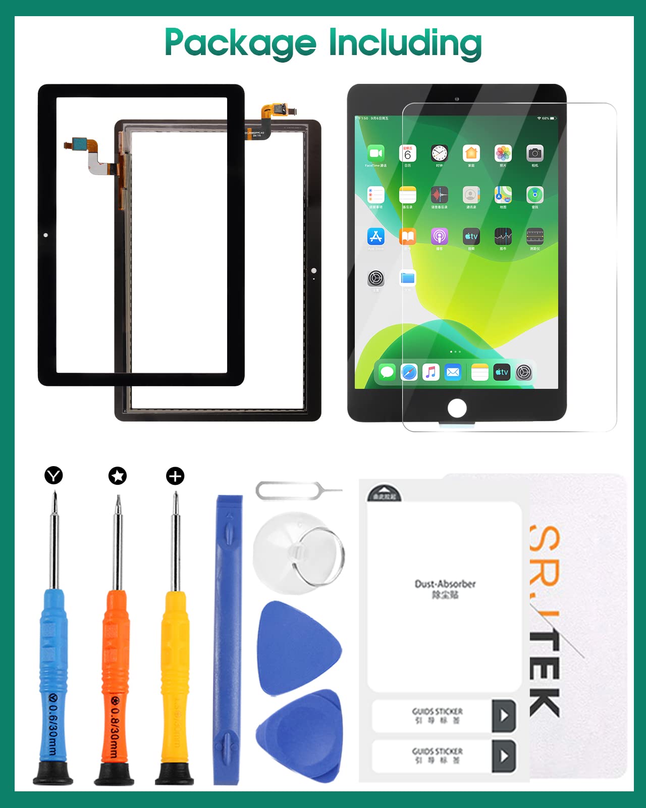 Para Huawei MediaPad T3 10 9.6 pulgadas sensor de pantalla táctil digitalizador para AGS-W09 AGS-L09 pantalla táctil con kit (no pantalla LCD) (negro)