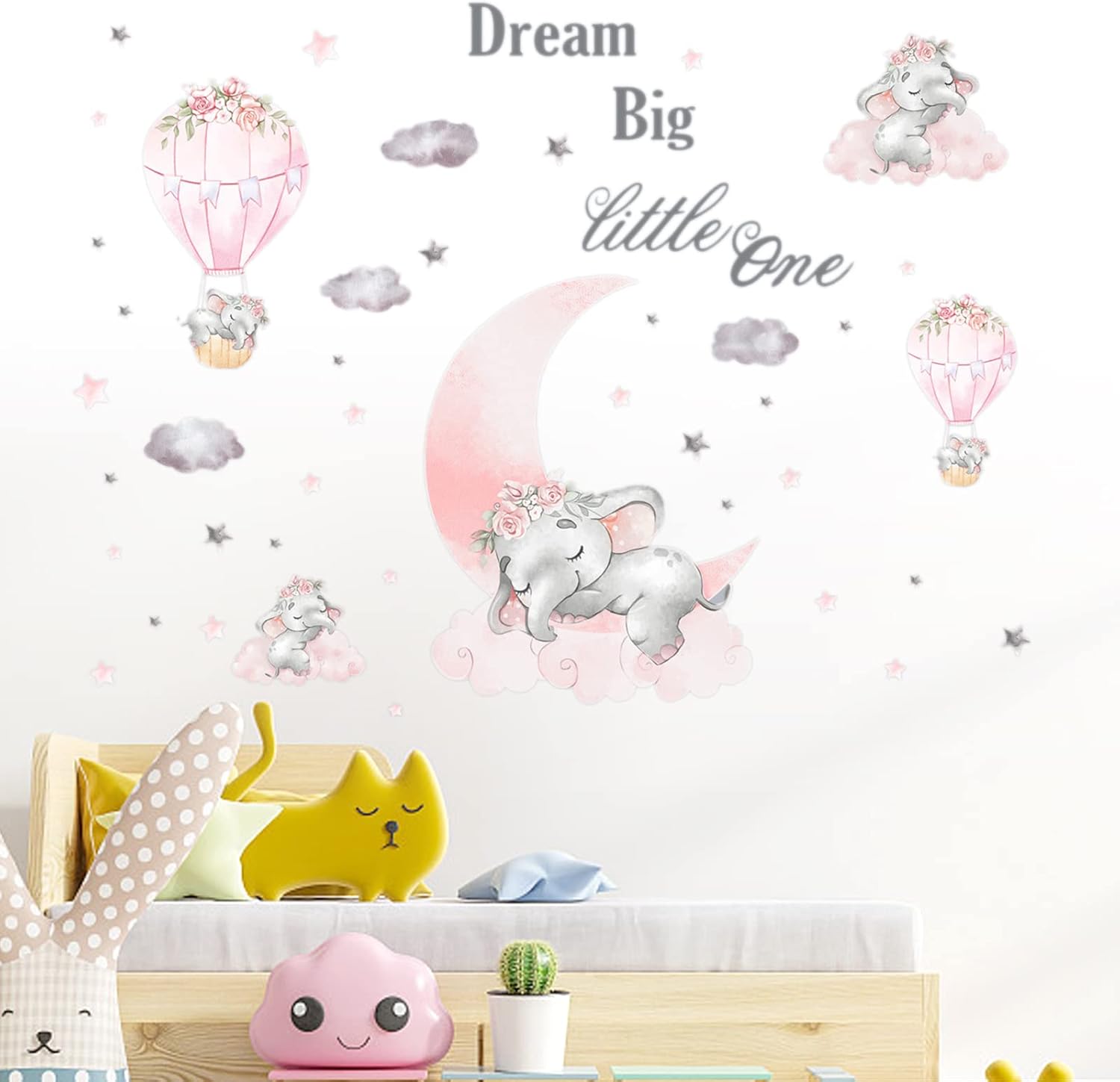 Elephant Wall Stickers, Flying Elephant Wall Decals, Elephant Balloon
