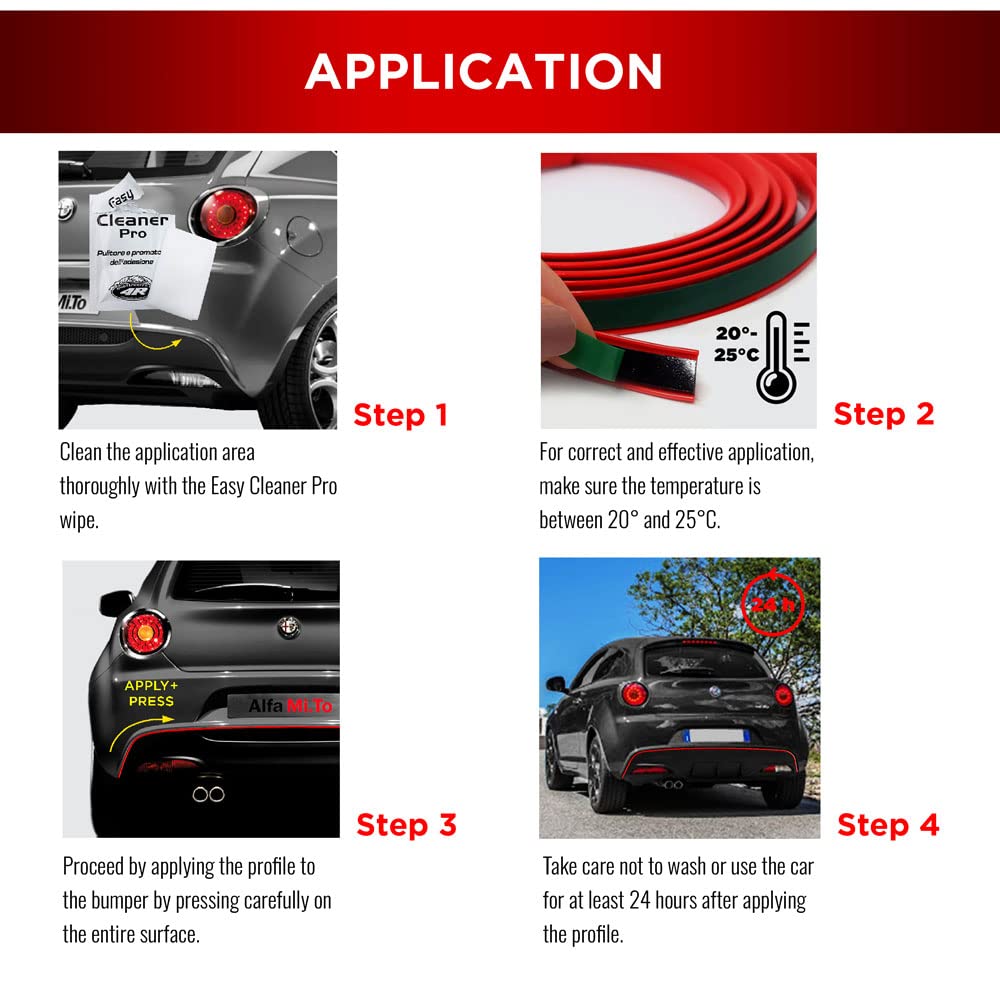 Profilo Rosso Adesivo per DAM Paraurti Full Anteriore + Posteriore Alfa Mito