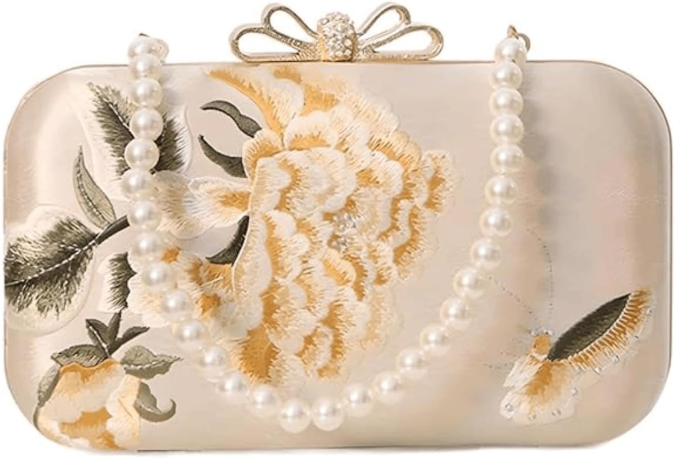 Comeon Floral Evening Clutch Purse for Women, Flower Evening Handbag for Wedding Formal Party Prom Crossbody Bag Shoulder Bag
