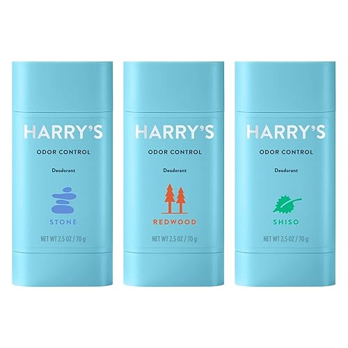 Harry's - Desodorante para hombre, desodorante para control de olores, sin aluminio, paquete variado, piedra (Stone), shiso, secuoya, 2.5 onzas