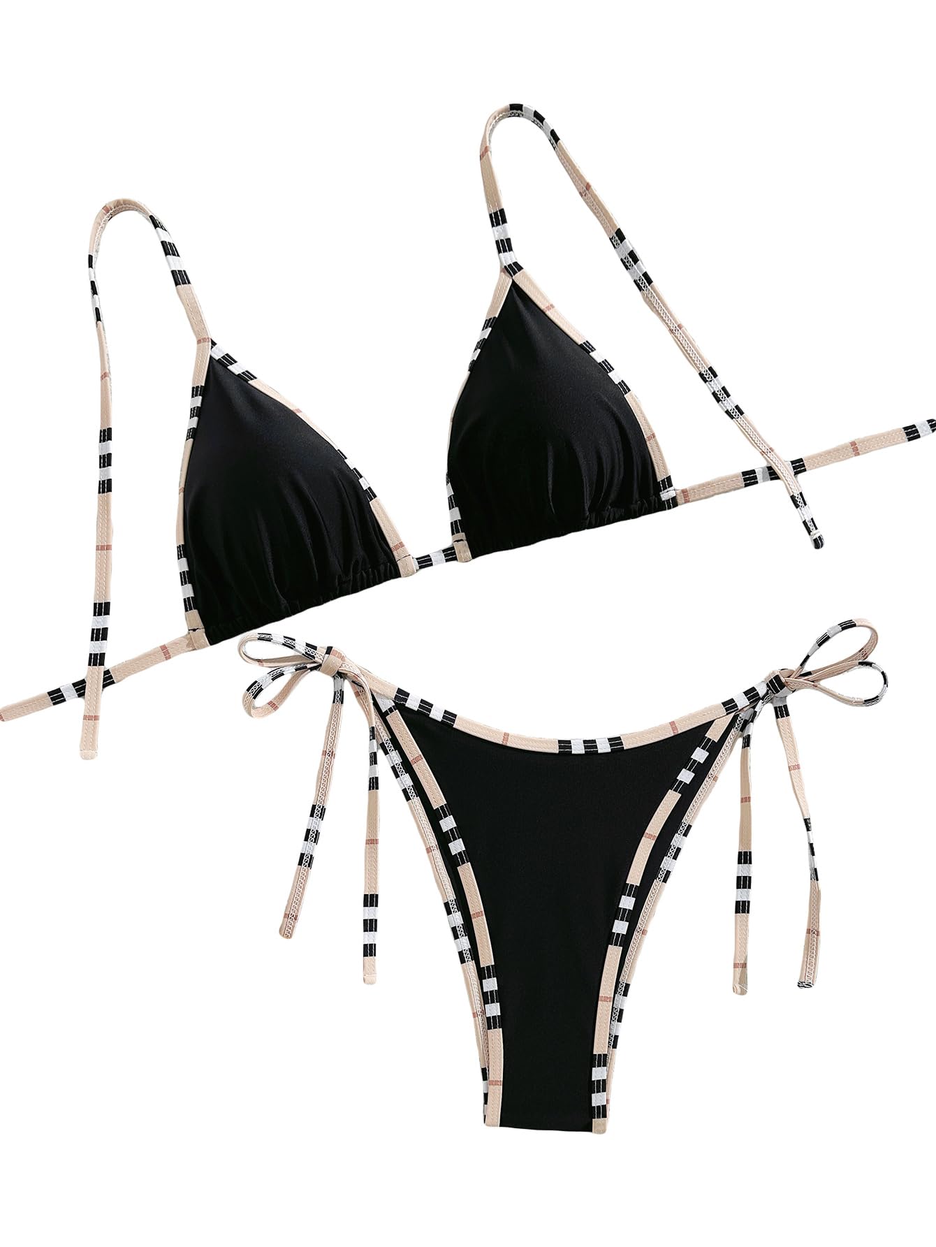Women's Halter Textured Print High Waisted Bathing Suit Summer Bikini Set-image-27