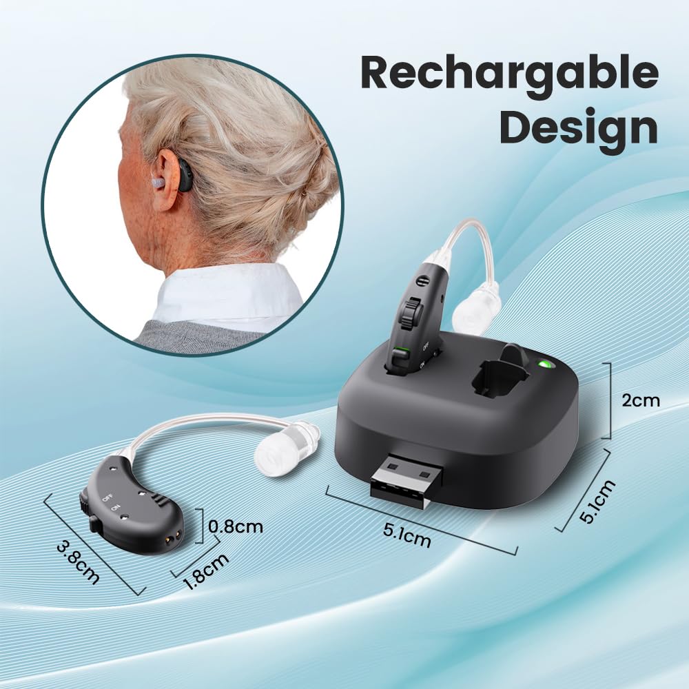 JINGHAO Amplificateur De Son, Paire d'amplificateurs sonores personnels rechargeables pour contours, Noir