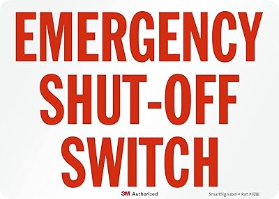 SmartSign 5 x 7 inch “Emergency Shut-Off Switch†Label, 5.5 mil Laminated Vinyl, 3M Engineer Grade Reflective Material, Red and White