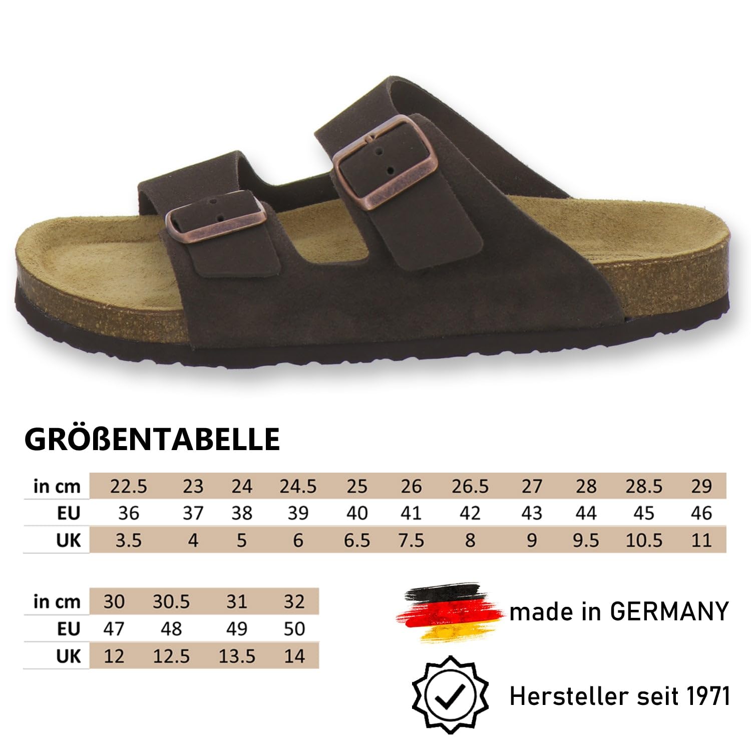 AFS-Schuhe 3100 wygodne klapki dla mężczyzn, skórzane, kapcie robocze, wyprodukowane w Niemczech
