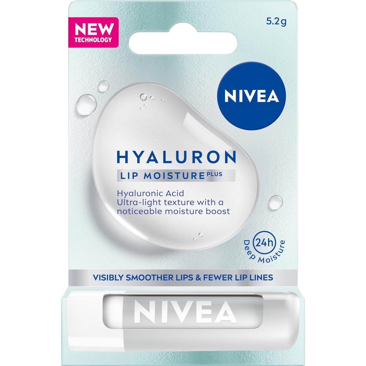 NIVEAHyaluron Moisture Plus Lip Balm (5.2g), Ultra-Light Lip Balm Stick with Hyaluronic Acid, Provides 24H Moisture and Visibly Smoother Lips