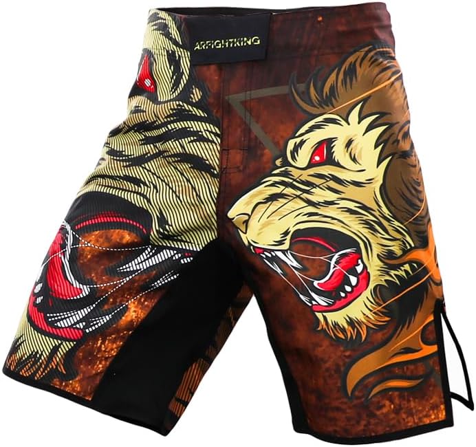 Flame Lion Men's Training Shorts for Muay Thai, Boxing, MMA, Martial Arts, and Jiu-Jitsu