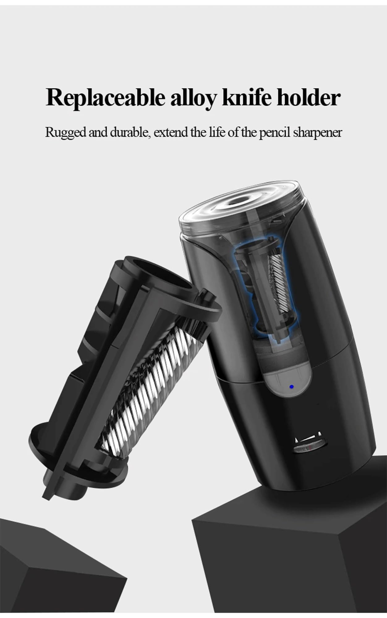 Temperamatite Elettrico Automatico Ricaricabile, Ideale per Uso Scolastico da 6-12 mm (Nero)