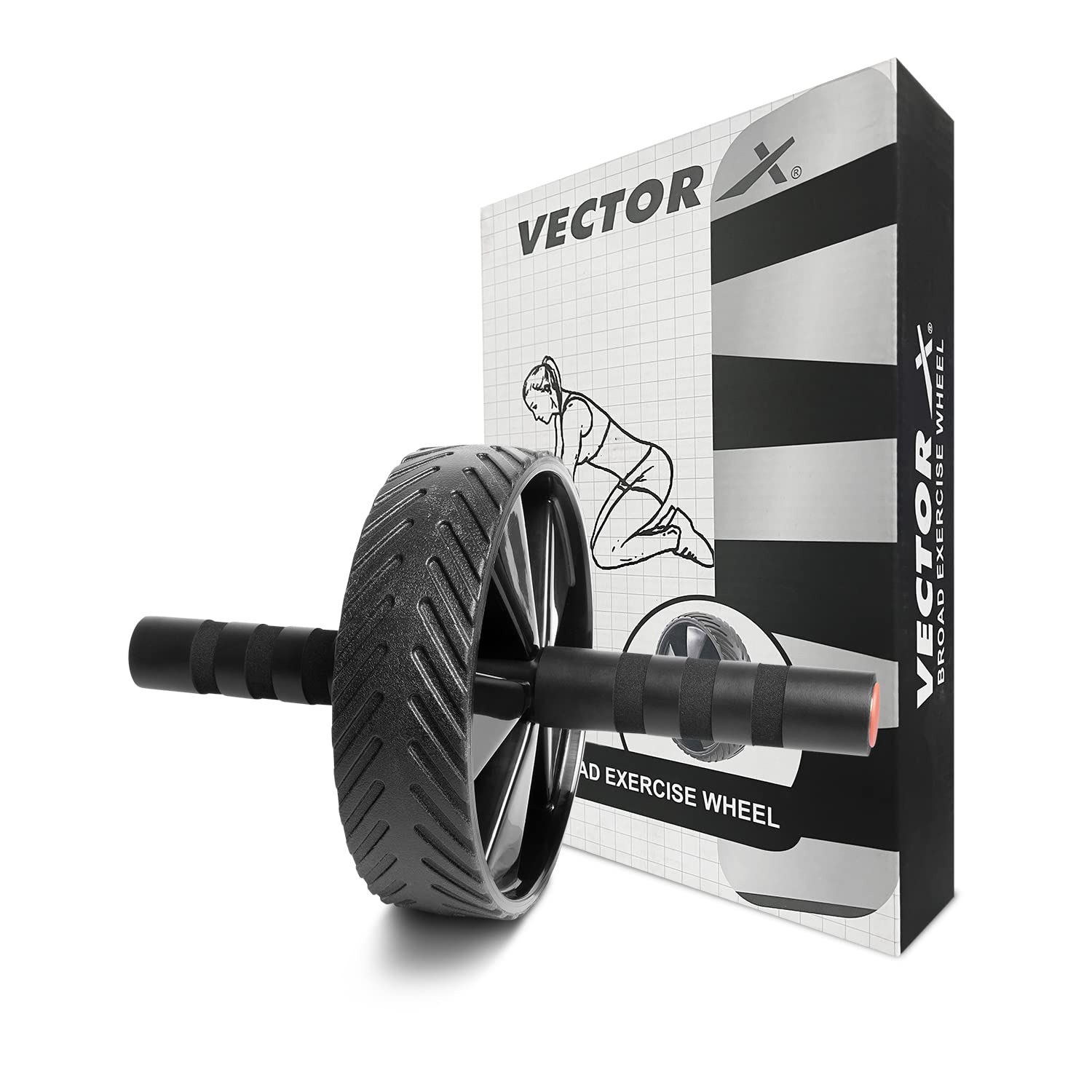 Vector X Broad Exercise Wheel for core workout | Fitness & Exercise | Full Body Exercise equipment | ab roller | Black-image-10