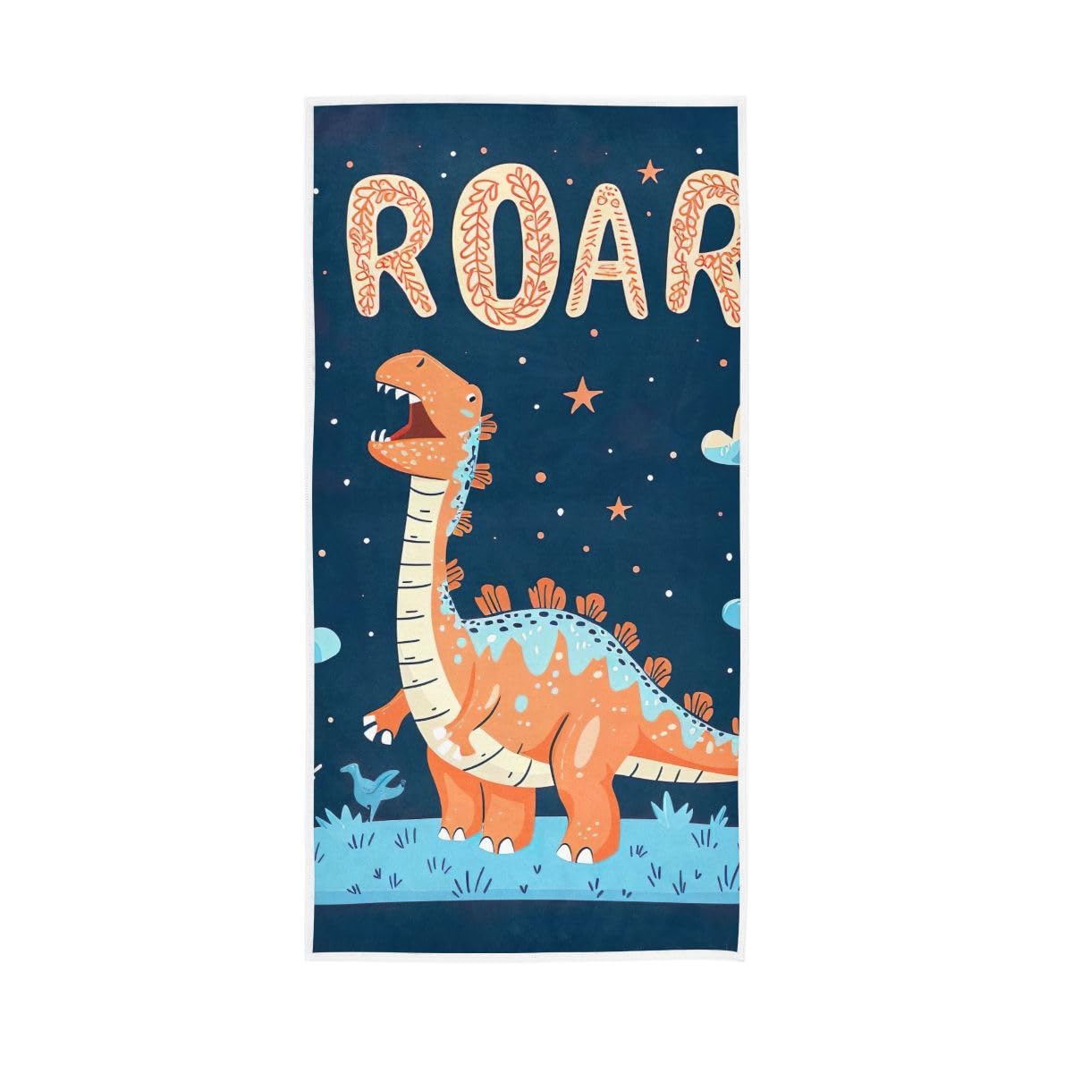 HUYGD Cute Dinosaur on Navy Blue Hand Towels, Bathroom Towel for Bathroom, Gym, Hotel, Spa 15 x 30 Inches