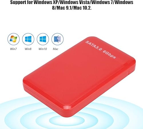 Miniatura 4 de Qiilu Recinto 1Tb Cubierta ABS 2.5Inch Usb3.0 Sata3.0 Alta Velocidad 6Gbps Carcasa de Disco Duro Móvil Soporta 6Tb Uasp Aceleración (Rojo) (No El